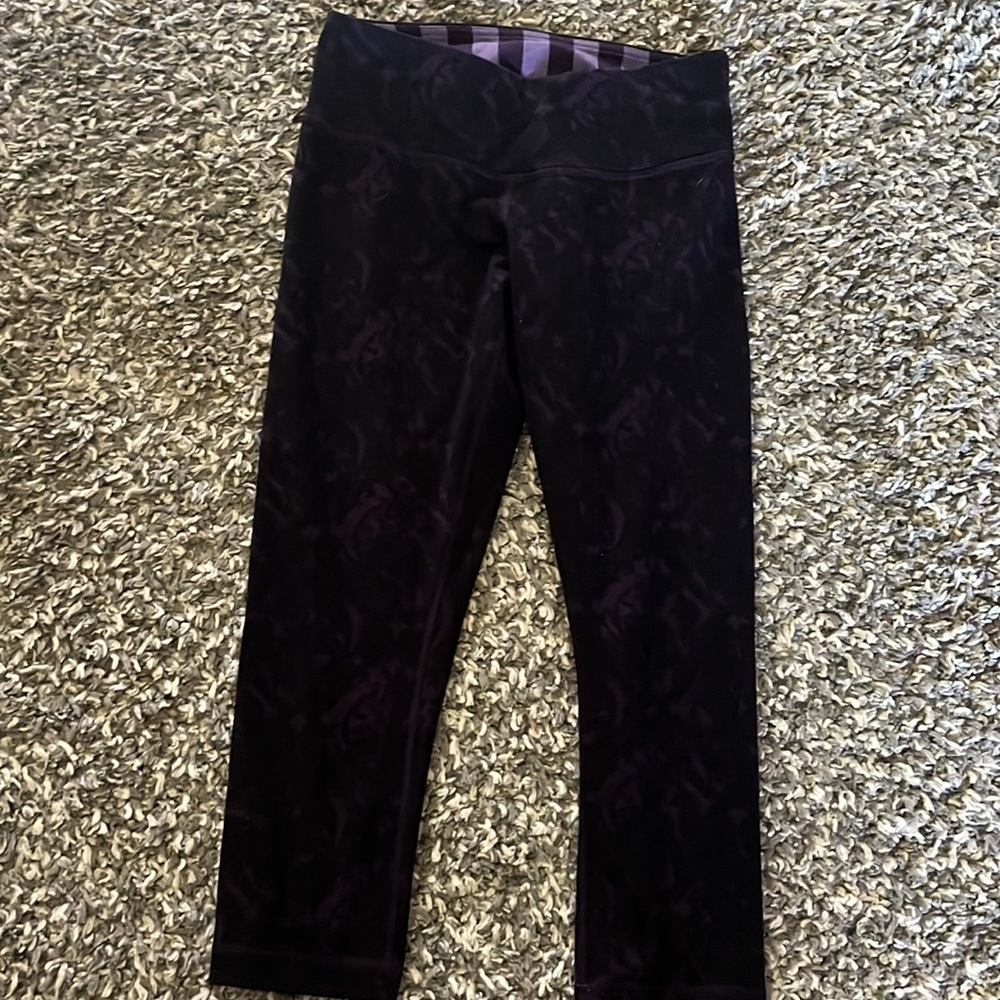 Lululemon Wunder Under Purple Floral Crop Leggings